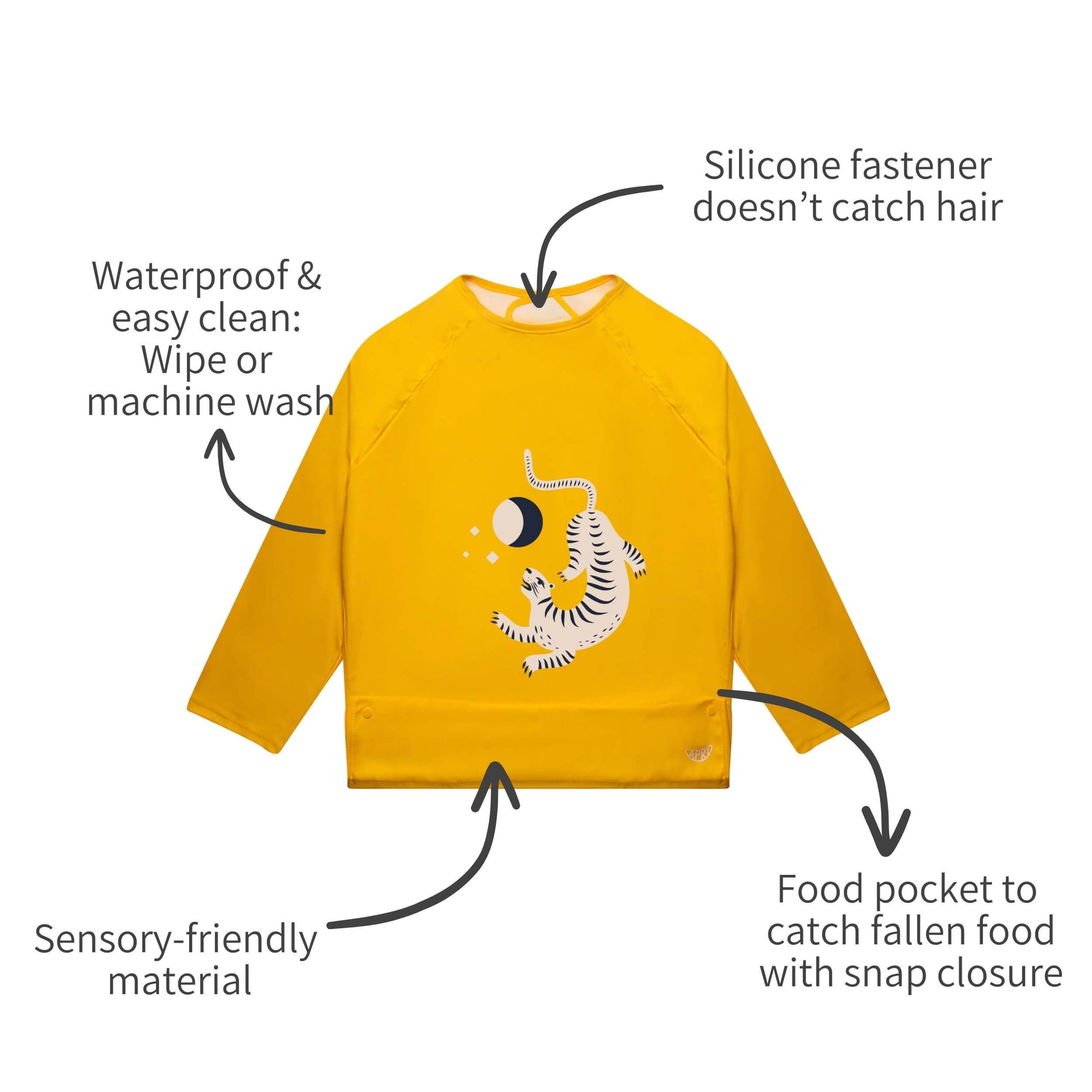 Adjustable special needs Apri bib for a comfortable fit (kids, teens, adults).