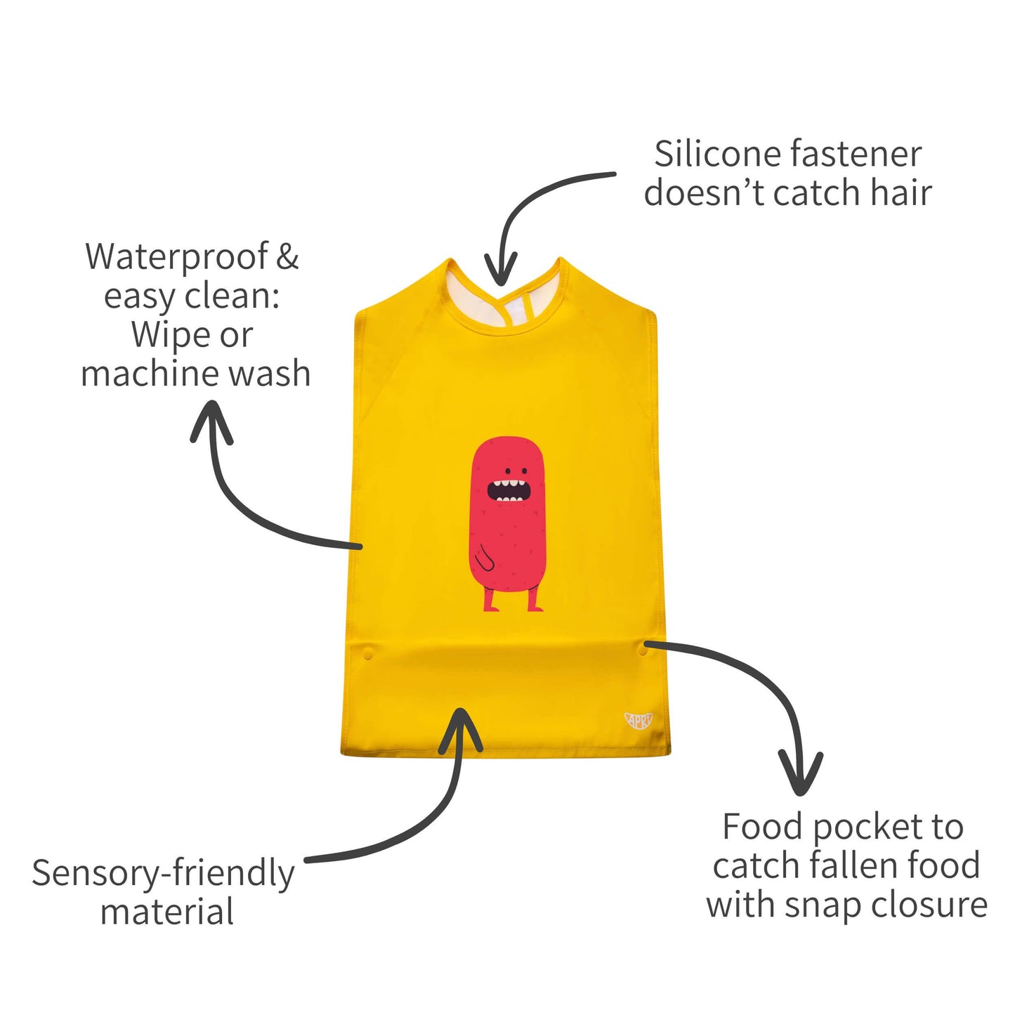 Apri bibs soft, sensory-friendly material for kids, teens and adults