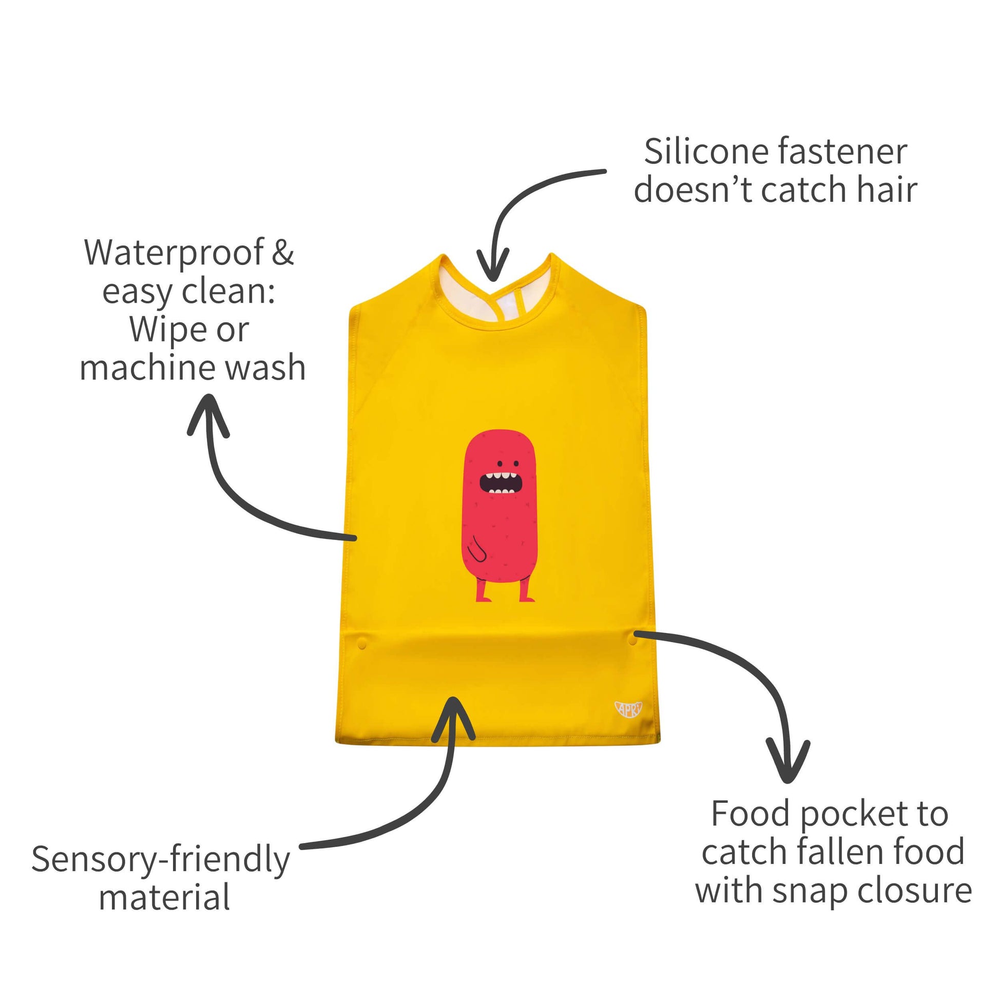 Apri bibs soft, sensory-friendly material  for kids, teens and adults