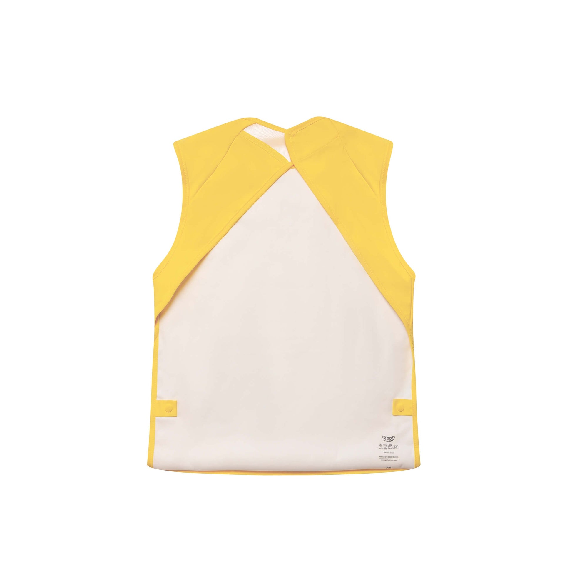 Apri Bibs: Washable special needs bib for kids, teens, and adults. Yellow cap sleeve with secure silicone fastener