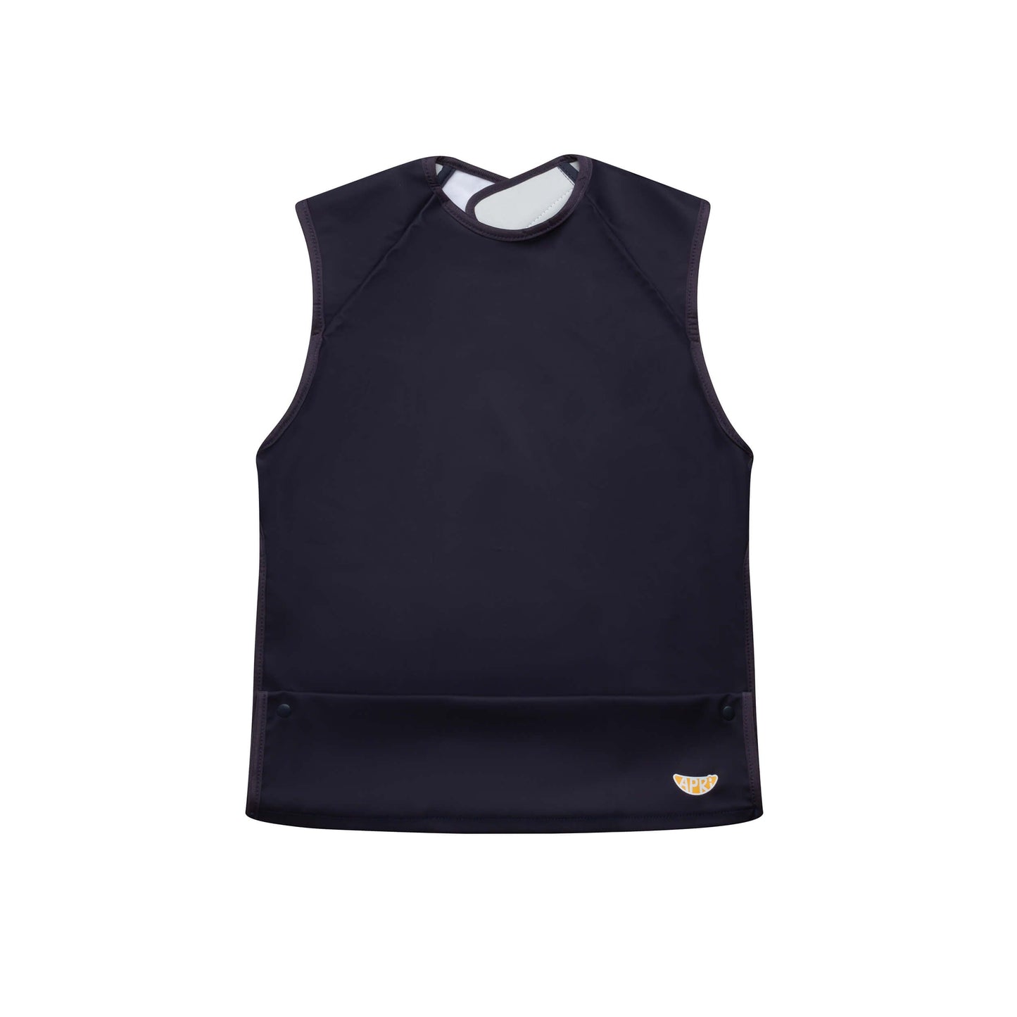 Dark blue cap sleeve extra small special needs bib with food collection pocket