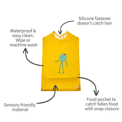 Machine-washable Apri bib for kids, teens and adults  with silicone fastener .