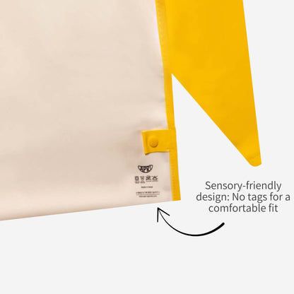 Tag-free = Comfort: Disability bib for all ages (sensory). 